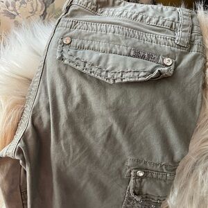 Miss Me Olive Utility Cargo Pants with Stud Accent